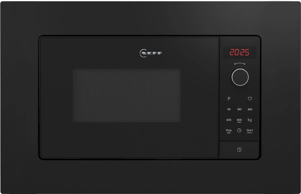 Neff Einbau-Mikrowelle HLAWG26S3, 20 Liter, 5 Leistungsstufen, Seitliche Drehtür, LED-Display, Bedienknebel & 1-Touch Buttons, Automatikprogramme